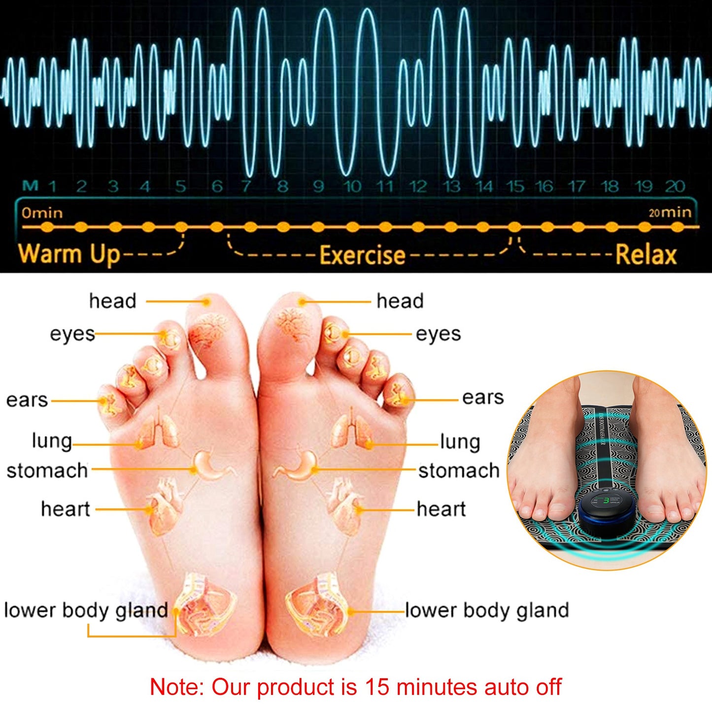 Smart EMS Foot Massager Mat – Electric Muscle Stimulator for Foot Pain Relief, Blood Circulation & Relaxation (6 Modes, 9 Intensity Levels, Portable Design)